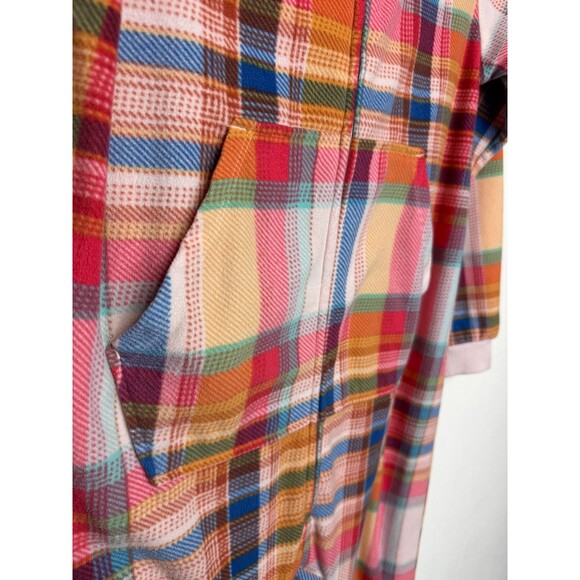 Cat & Jack Girls XL Plaid Union Suit One Piece Hooded Pajama Fleece Pink Red - Picture 7 of 14